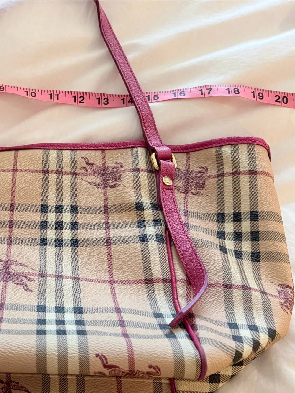 Burberry Haymarket check small Canterbury tote- hot pink- excellent condition